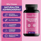 NaturalFem Advanced Thyroid Support & Hormone Balance for Women with Kelp, Turmeric, Milk Thistle, Chlorella, Aquamin & Botanical Formula - Mood & Focus Iodine Supplement - 90 Capsules