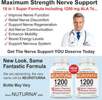 Neuroturna Support Supplement with 1200 mg Pure Alpha Lipoic Acid - Maximum Strength Formula with ALA + Vitamins + Minerals + Herbs - Best Natural Support - 180 Capsules