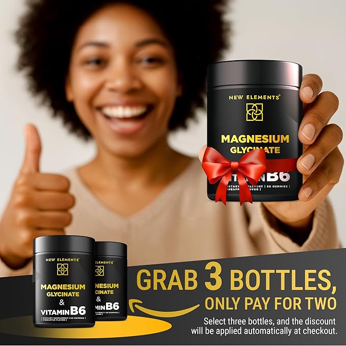 Magnesium Glycinate Gummies 500mg with Vitamin B6 100mg for Adults and Kids - High Absorption | Non-GMO | No Gluten | Stress Relief | Sleep & Relaxation | Muscle & Heart Support | Natural & Vegan