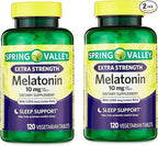 Extra Strength Melatonin 10mg with Lemon Balm – 120 Vegetarian Tablets, High Potency Melatonin Supplement for Adults, Natural Sleep Support (Pack of 2)