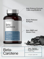 Horbäach Beta Carotene Supplement | 25000 IU Softgels | 7,500 mcg | Vitamin A | 400 Count | Non-GMO and Gluten Free Formula