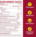 CoQ10 Gummies with PQQ - 400 MG Coenzyme Q10 High Potency, Enhanced with Ayurvedic Herbs, Adaptogenic Mushroom Blend & Probiotics for Heart, Brain, Energy, Immunity, Cherry Flavor, 120 Vegan Gummies