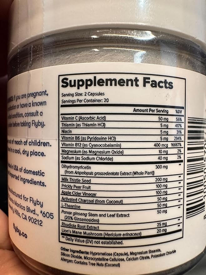 Flyby Recovery Supplement - All The Hang, Without The Over!™ - with Milk Thistle, Vitamin C, Activated Charcoal, and Apple Cider Vinegar - Pre & Post Drinking Formula (120 Count)