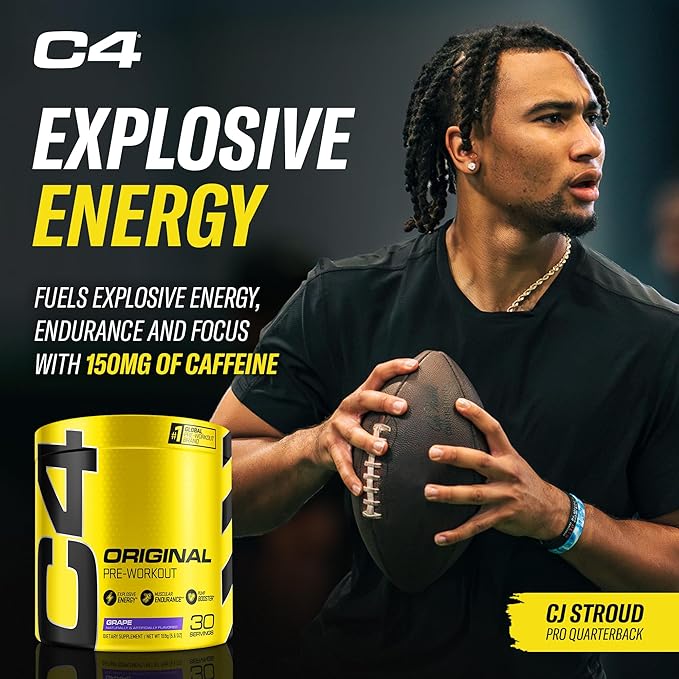 C4 Original Pre-Workout Powder For Endurance, Focus & Performance with 150mg Caffeine, Beta-Alanine, Creatine, Sugar Free Pre-Workout for Men & Women, 30 Servings, Grape
