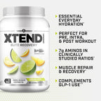 Xtend Original BCAA Powder, 7g BCAAs and 2.5g L-Glutamine for Muscle Recovery Hydration and Lean Muscle, Sugar Free Intra and Post Workout Drink with Electrolytes, Lemon Lime Squeeze, 90 Servings