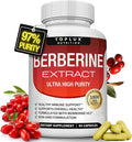 Toplux Berberine Supplement 1800mg - Berberine HCL 97% Tested Ultra High Purity Premium Berberine Extract to Support Overall Health, High Potency Berberine Plus Non-GMO Vegan Men Women, 90 Capsules