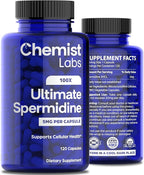 Ultimate Spermidine Supplements for Men and Women, 100x Formula, Longevity Supplements Support, 5 mg Per Capsule, 3rd Party Tested, Vegan, 120 Servings