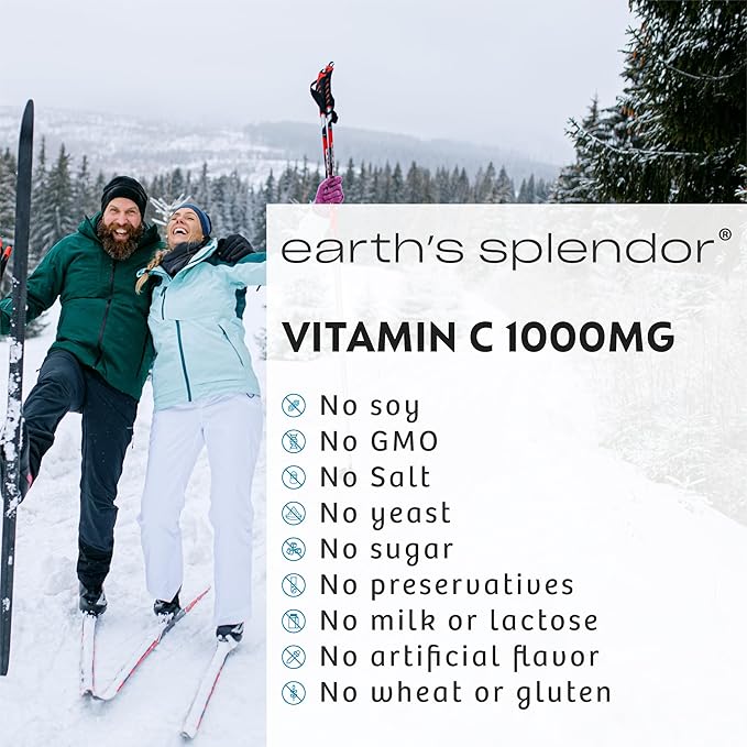 Earth's Splendor Vitamin C 1000 mg Supplement for Men & Women, Immune Support, Supports Antioxidant Health (100 Caplets, 3+ Month Supply Per Bottle) - 2 Pack