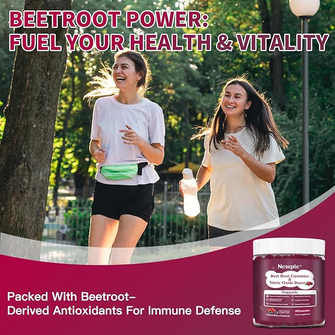 Beet Root Gummies,Super Nitric Oxide Beets Supplement,Grape Seed&Black Pepper Extract,Vitamin C & B12,Supports Blood Pressure&Energy,Mixed Berry,20:1 Beetroot,120 Beet Chews