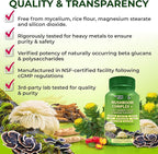 Organic Mushroom Complex: Lion's Mane, Turkey Tail, Cordyceps, Chaga, Contains Naturally Occurring Beta Glucans - Organic Energy & Immune Support Blend: Rhodiola Rosea, Ginseng & Acerola Cherry 120Ct