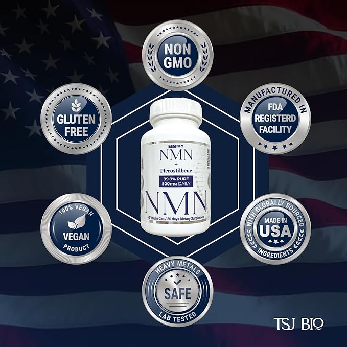 NMN + Pterostilbene Dietary Supplement (60 Caps)