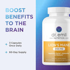 Organic Lions Mane Mushroom Supplement for Mental Clarity, Focus & Immune Support - Organic Brain Boosting Nootropic Lions Mane Mushroom Capsules with 100% Organic Lions Mane Extract, 60 Servings