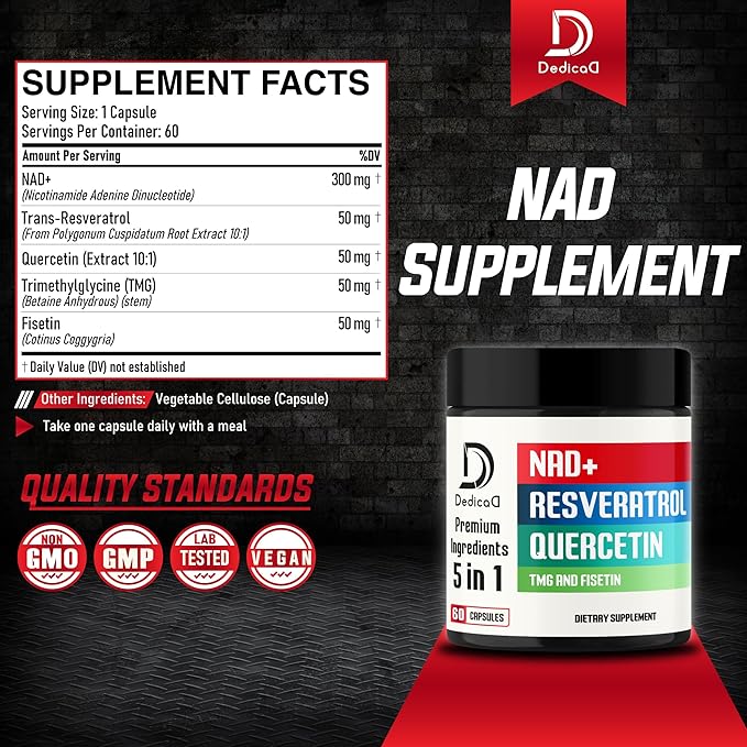DEDICAD Support Formula 500mg – with Fisetin, Trimethylglycine (TMG), Resveratrol & Quercetin – 60 Capsules