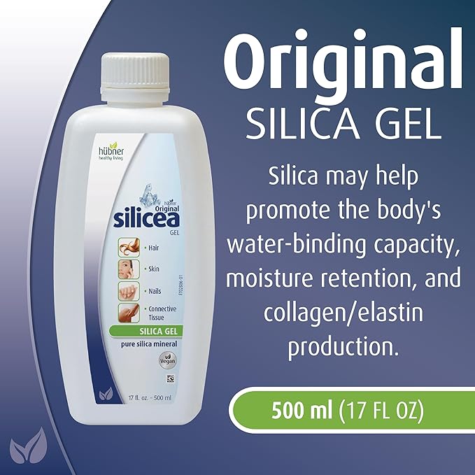 Gel for Hair, Skin, Nails, and Connective Tissue, Pure Colloidal Silica Gel Formula, 17 fl oz/500 ml, Includes Sample of Iron Vital 10 ml