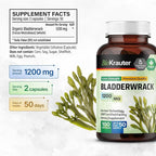 BIO KRAUTER® Bladderwrack for Thyroid Support - Vegan Iodine Supplement 1200 mg per Serving - Bladderwrack 100 Capsules, 50 Days of Supply, Non-GMO - Natural Seaweed Supplement