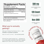 500mg Lycopene Supplement Tomato Extract 10:1 Capsules - 120 Count | 100% Pure, Non-GMO & Gluten Free Formula | Natural Carotenoid Supplement for Health and Wellness Support