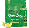 Waterboy Workout Hydration | 2,960mg Sugar Free Electrolyte Powder Packets | L-Glutamine + Vitamins | No Sugar, All Natural, Gluten Free | 15 Drink Stick Mixes (Lemon Lime)