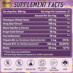 800Mg Shilajit Pure Himalayan Organic, Shilajit Resin Maximum Potency Gold Grade with 8-in-1 Natural Blend & 85+ Trace Minerals for Women, Energy & Immunity,60 Grams（2 Packs）