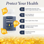 Physio Omega 2400mg Fish Oil with Omega 3 Fatty Acid Supplement - Vascular & Cognitive Supplements for Adults - Non-GMO, Burpless, Light Citrus Flavor, Sustainably Sourced - 4 Packs, 240 Softgels