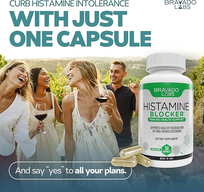 Bravado Labs DAO Supplements Histamine Blocker - DAO Enzyme + Diamine Oxidase & Vitamin C for Daily Histamine Metabolism & Immune Support - 30 ct