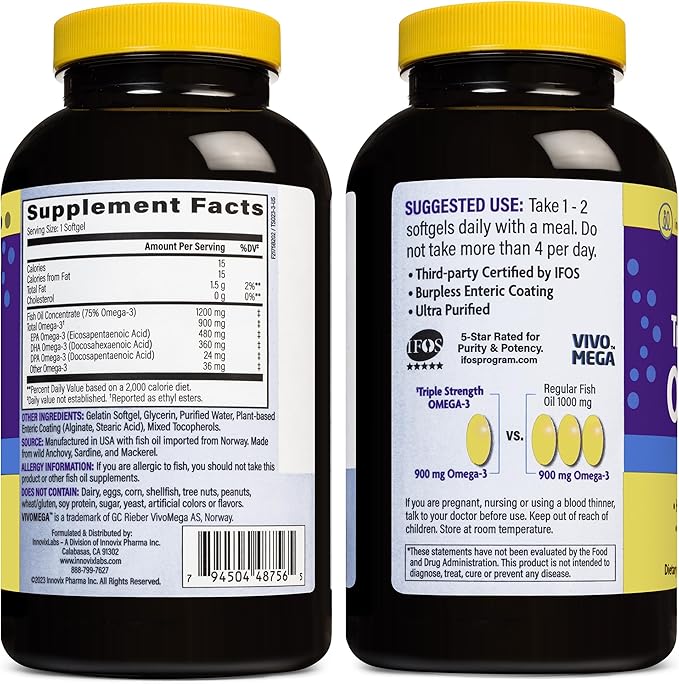 InnovixLabs Vitamin K2 & Triple Omega Bundle Full Spectrum Vitamin K2 (90 Softgels) Triple Strength Omega-3 Fish Oil (200 Softgels). Supports Healthy Bones, Arteries and Joints. *