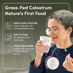 Rhea Bovine Colostrum Supplement for Women, Colostrum Capsules for Gut Health, Digestion, Bloating, Beauty, Immune Support, Bovine Colostrum for Humans, Colostrum Pills (180caps)