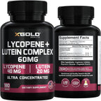 Lycopene + Lutein Supplement 60mg – 40mg Lycopene (Tomato Extract) + 20mg Lutein – Eye Health & Vision Support – Antioxidant for Skin & Cellular Health – Non-GMO, Vegan – 180 Capsules