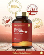 Carlyle Vitamin C Chewables | 1000mg | 100 Tablets | Natural Orange Flavor | Vegetarian, Non-GMO & Gluten Free Supplement | Tahoe Nutritionals