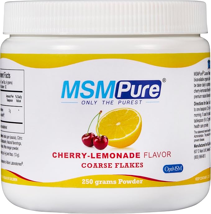 KALA HEALTH MSMPure Cherry Lemonade Flavored Coarse MSM Powder Flakes – US-Made MSM for Joint Health, Skin Appearance, and Hair & Nail Support – 8.8 oz, Organic Sulfur