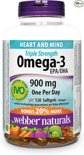 Webber Naturals Triple Strength Omega-3, Value Size, 900 Mg Bonus 120-Count