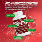 5 in 1 Tart Cherry Extract 3100mg with Bromelain & Chanca Piedra - Support Healthy Uric Acid Levels Already Within Normal Range, Joint Comfort, Non-GMO Vegan Gluten-Free, 60 Capsules