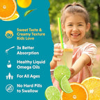 Barlean's Omega Pals Lipsmackin' Citrus Flavored Omega-3 for Kids, Yummy Children's Liquid Fish Oil Supplement with 750 mg of EPA & DHA for Brain & Eye Health, 8 oz