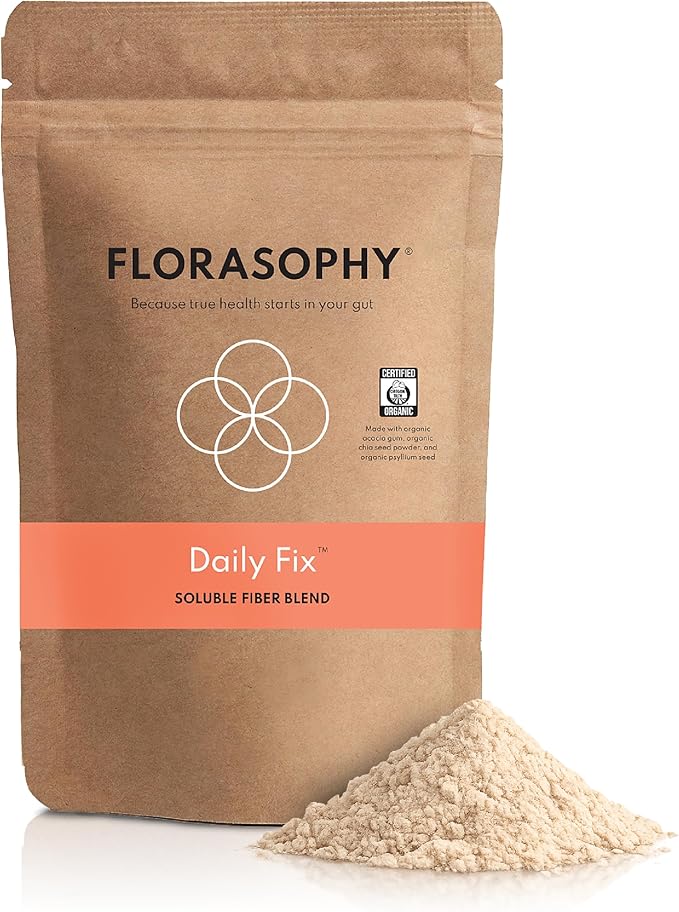 Daily Fix Organic Soluble Fiber Supplement for Digestive Gut Health, Gluten Free Vegan Soluble Prebiotic Powder, One Month Supply