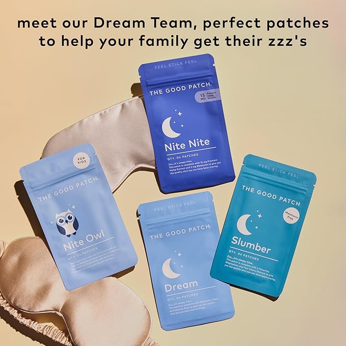 The Good Patch Slumber Sleep Patch Support, Melatonin Free, Sustained Release, Natural Patch with L-Theanine, Magnesium, Tart Cherry Extract, Plant Powered Wearable Wellness (8 Total Patches)