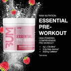 RAW Essential Pre-Workout Powder (Rasberry Creamthickle) - Chris Bumstead Sports Supplement for Men & Women - Preworkout Energy Powder with Caffeine, L-Citrulline, L-Tyrosine, & Beta Alanine Blend