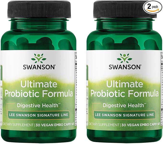 Swanson Ultimate Probiotic Formula Digestive Health Immune System Support 66 Billion CFU Prebiotic NutraFlora scFOS 30 DRcaps Veggie Capsules (Caps) (2 Pack)