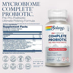 SOLARAY Mycrobiome Complete Probiotic Ultimate Potency - Pre and Probiotics for Women and Men Plus Postbiotic - 100 Billion CFU, 34 Strains - Vegan - 30 Servings, 60 VegCaps