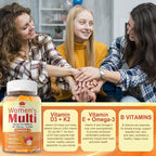 Womens Multivitamin Gummy with Omega 3（DHA/EPA), Vitamin D3 K2, Calcium, Inositol, Daily Womens Vitamin A C E B Complex, L-MethylFolate, Methyl B12,Sugar Free Methylated Multivitamins Minerals, 120Cts