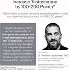 Testosterone Booster for Men - Sheer Alpha T-Booster - Clinically Backed Dose, Strongest Formula - Made in USA - Premium Blend of Fadogia Agrestis Tongkat Ali and Shilajit. 30 Servings