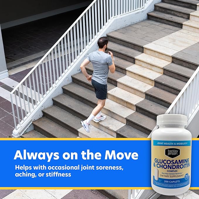 Berkley Jensen Glucosamine Chondroitin MSM Boswellia Complex - Triple Strength Advanced Dietary Supplement for Joints, Ligaments, Tendons, Bones, Connective Tissue Support, 200 Caplets (Pack of 1)