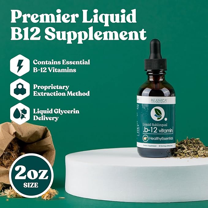 Active B-12 Liquid B12 Supplement, Supports Energy and a Healthy Nervous System - Convenient Liquid Dropper Absorbs Fast & Tastes Great