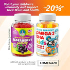 DR. MORITZ Omega 3 Kids Gummies (180 Count), Vegan Omega3 Gummies for Kids with No Fish Oil, Vitamins for Brain & Heart Health, Gluten-Free Omega 3 6 9