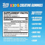 TASTY GAINS Kids & Teen Creatine Gummies with Vitamin B12 for Growth Support, Easy Chew Daily Supplement, Gummy Vitamins for Kids and Teens, Ages 5+