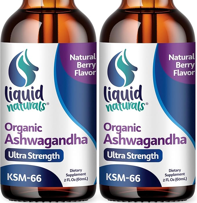 Ashwagandha KSM 66 Drops, 2000mg Natural Berry Flavor - Ashwagandha Supplements for Women, Ksm-66 Ashwaganda Extract for Immune Support, Performance, Heart Health - 60 Servings (Pack of 2)