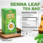 LeafLea 40 Senna Tea Bags – 100% Pure Senna Leaves, Herbal Laxative Tea for Gentle Constipation Relief, Caffeine-Free, Sugar-Free, Gluten-Free, Non-GMO, Vegan, Supports Digestive Health