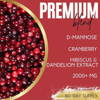Lumen Naturals Cranberry + D-Mannose for Women - Cranberry, D-Mannose, Hibiscus, Dandelion Extract Blend - 2000mg Per Serving - 180 Count - 60 Servings
