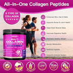 ZEBORA Multi Collagen Peptides Powder - Hydrolyzed Collagen Type I II III V X with Hyaluronic Acid, Biotin, Vitamin C - Support Skin Hair Nail Joints, Non-GMO, Unflavored, Keto Friendly
