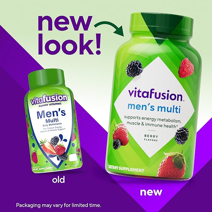 vitafusion Adult Gummy Vitamin Supplement for Men, Berry Flavored, A, C, D, E, B6, B12, Daily, 120 Count, 60 Day Supply