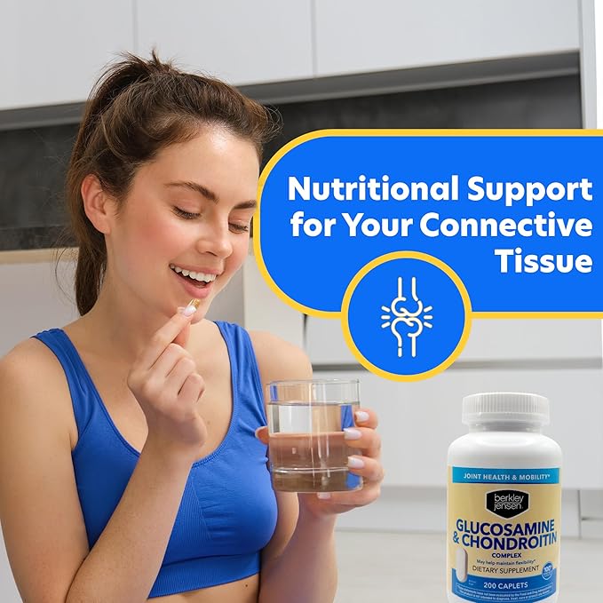 Berkley Jensen Glucosamine Chondroitin MSM Boswellia Complex - Triple Strength Advanced Dietary Supplement for Joints, Ligaments, Tendons, Bones, Connective Tissue Support, 200 Caplets (Pack of 1)