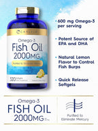 Carlyle Fish Oil Omega 3 Supplements | 2000mg | 320 Softgels | EPA & DHA | 600mg Total Omega-3 | Non-GMO, Gluten Free Pills